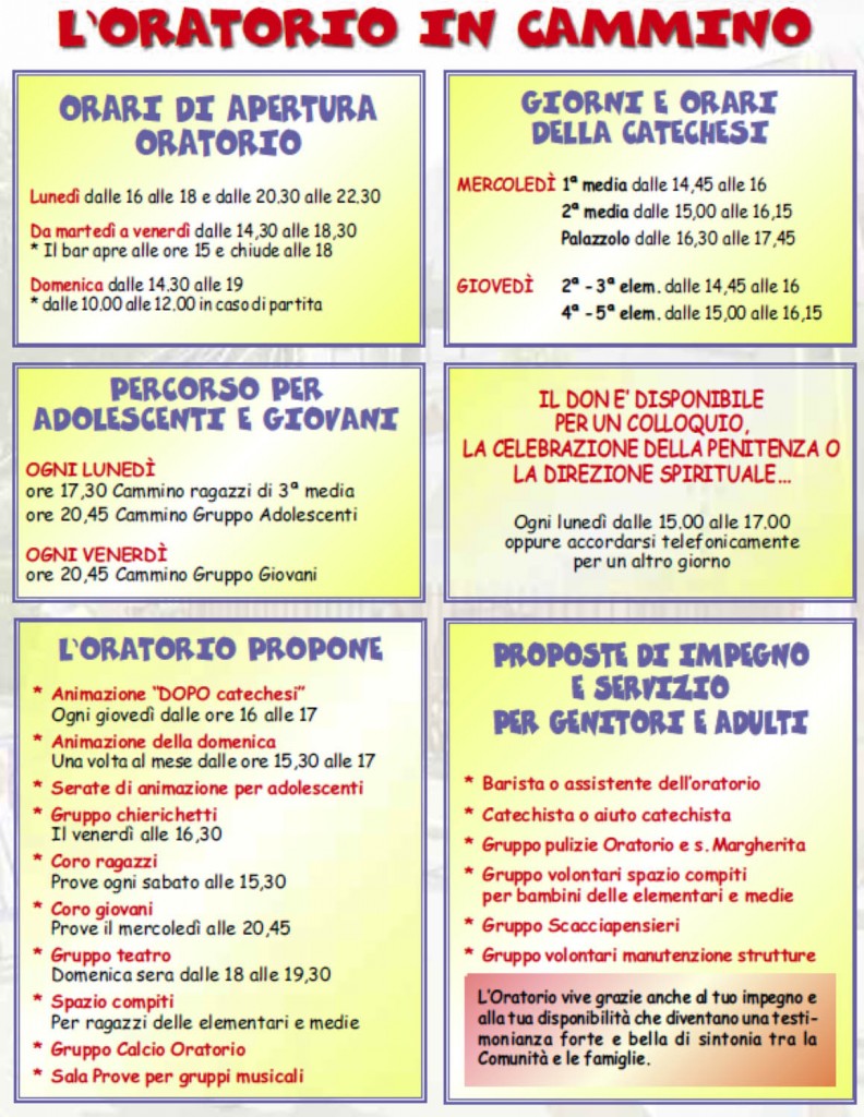 Proposte Oratorio autunno 2014