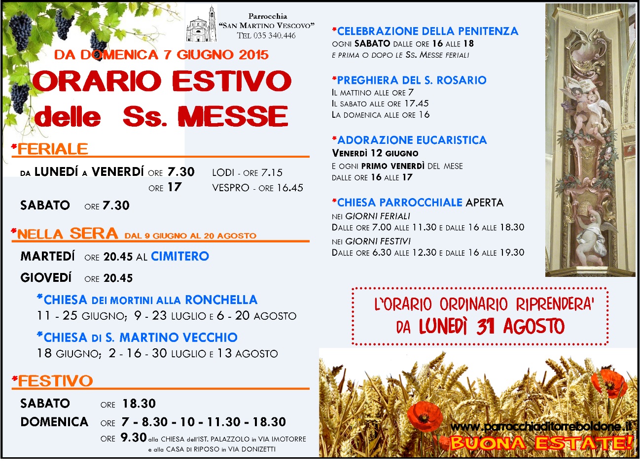 Orari estivi messe 2015