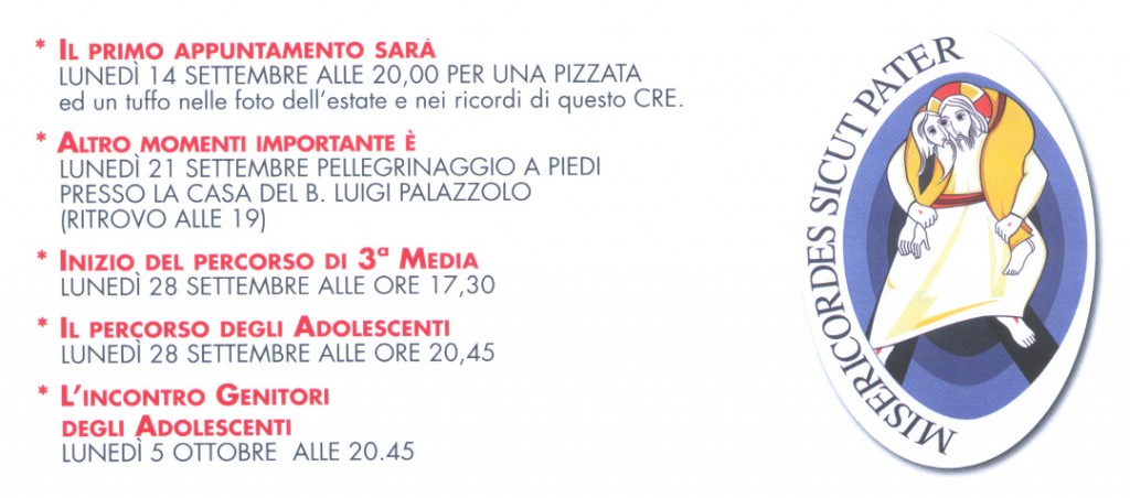 Oratorio 2015-09 appuntamenti