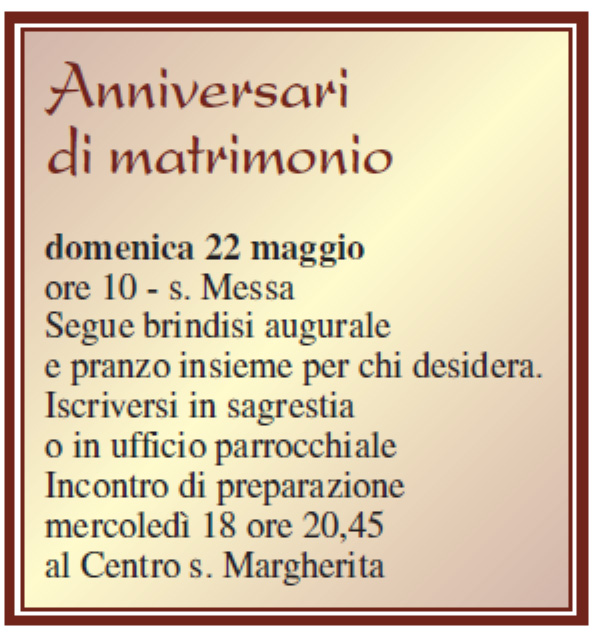 Anniversari matrimonio 2016