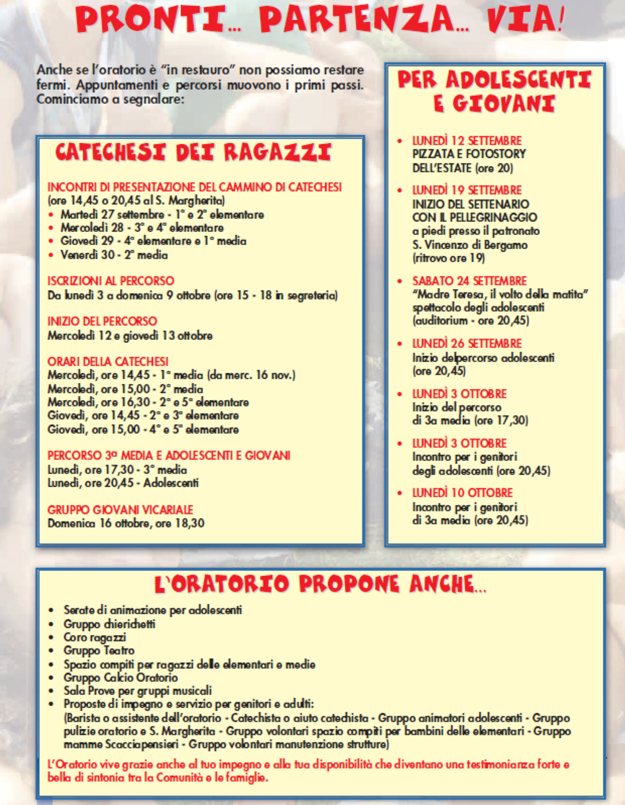 oratorio programma autunno 2016
