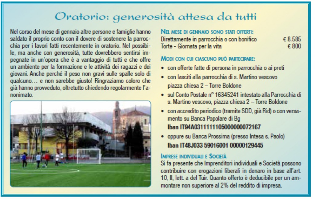 lavori oratorio aggiornamento 2016