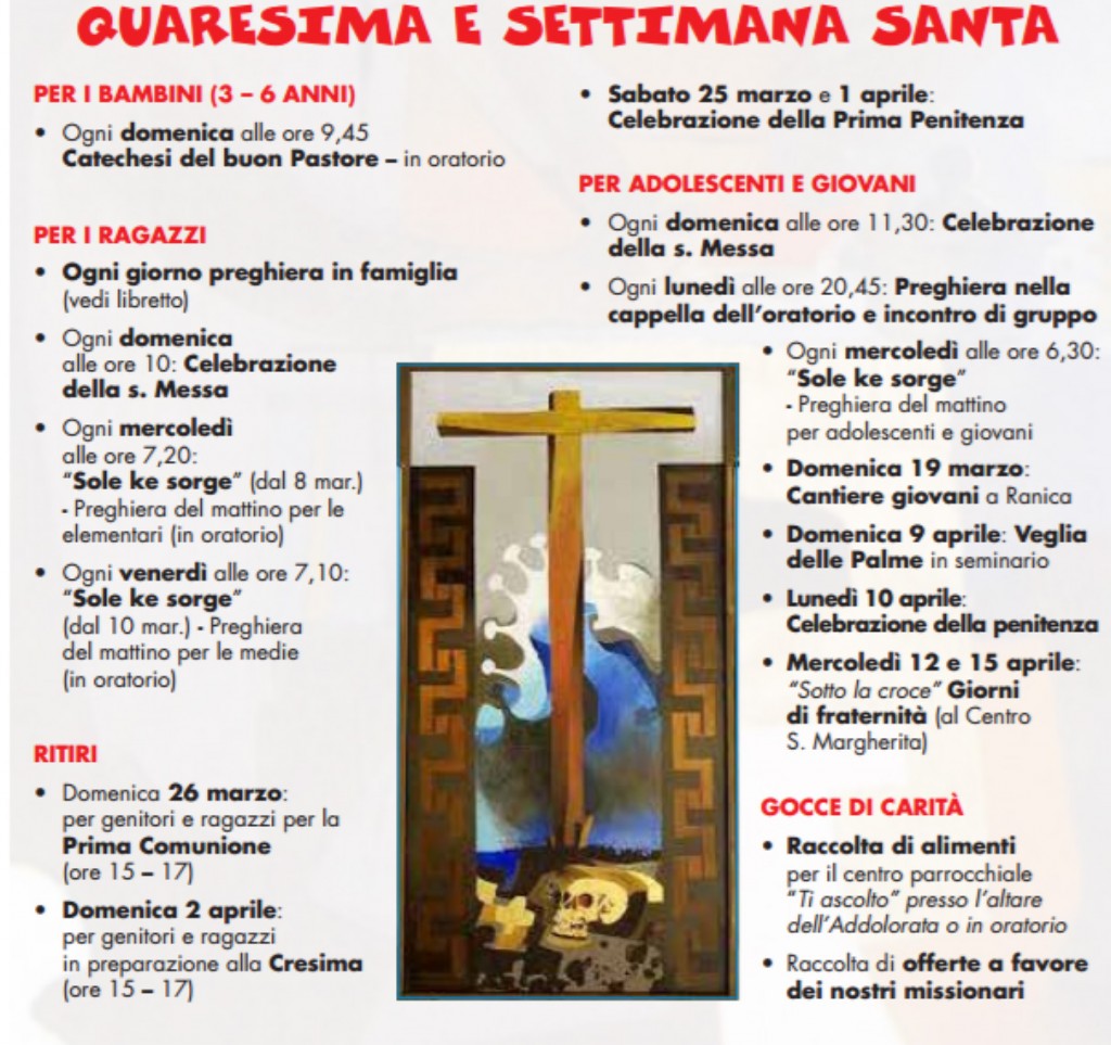 Quaresima in Oratorio 2017