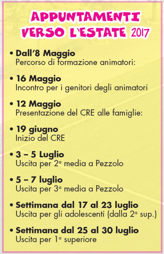 Appuntamenti in Oratorio 0317