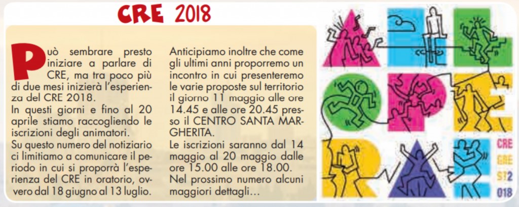 Cre iscrizioni 2018
