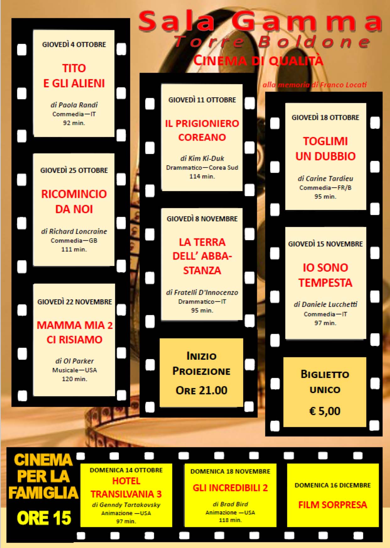 Locandina cinema autunno 2018