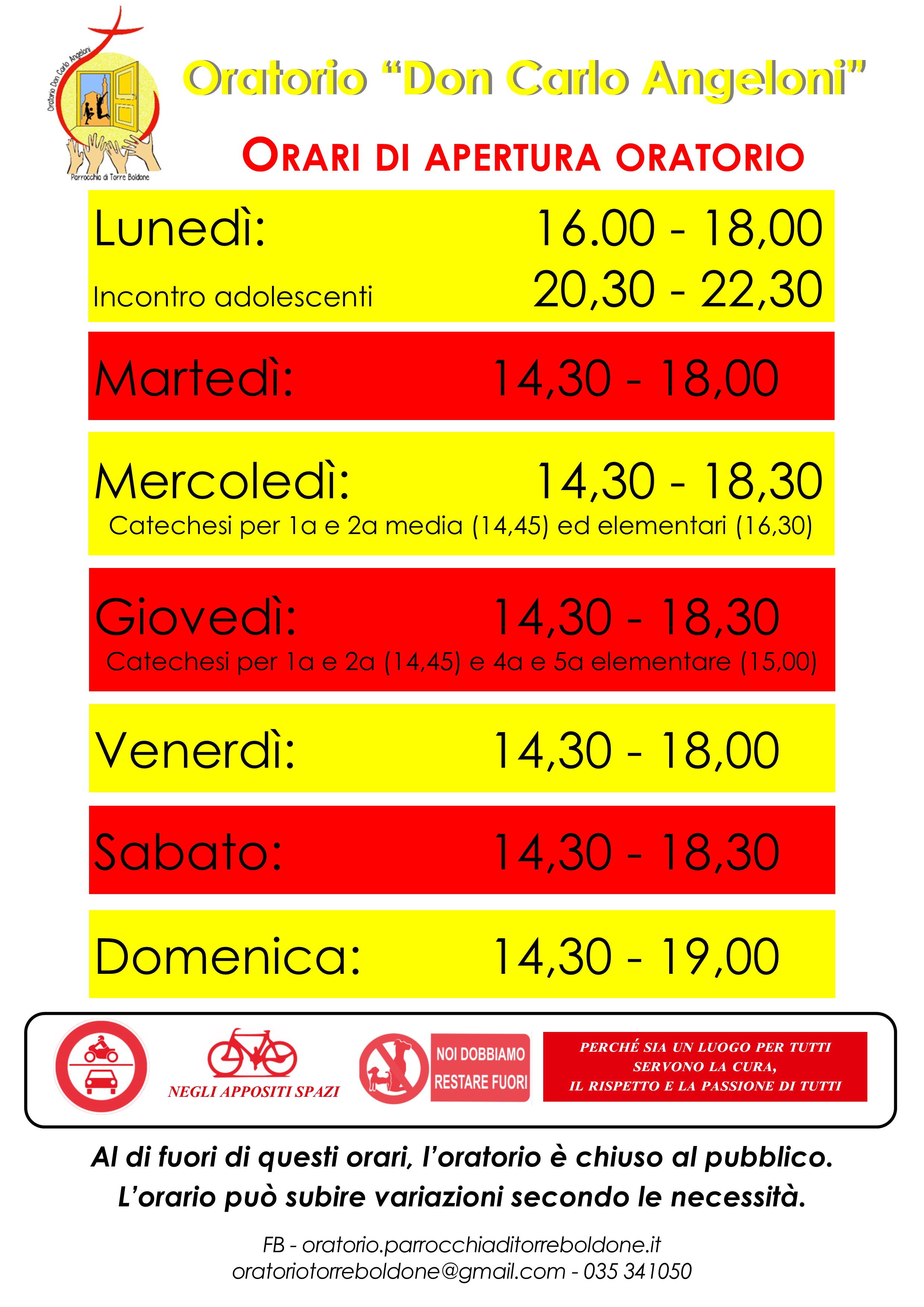 Orari Oratorio 2018-19