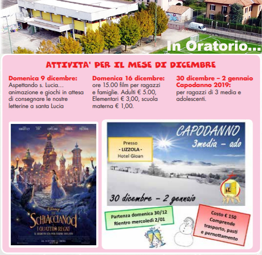 Oratorio, attivita nov 2018